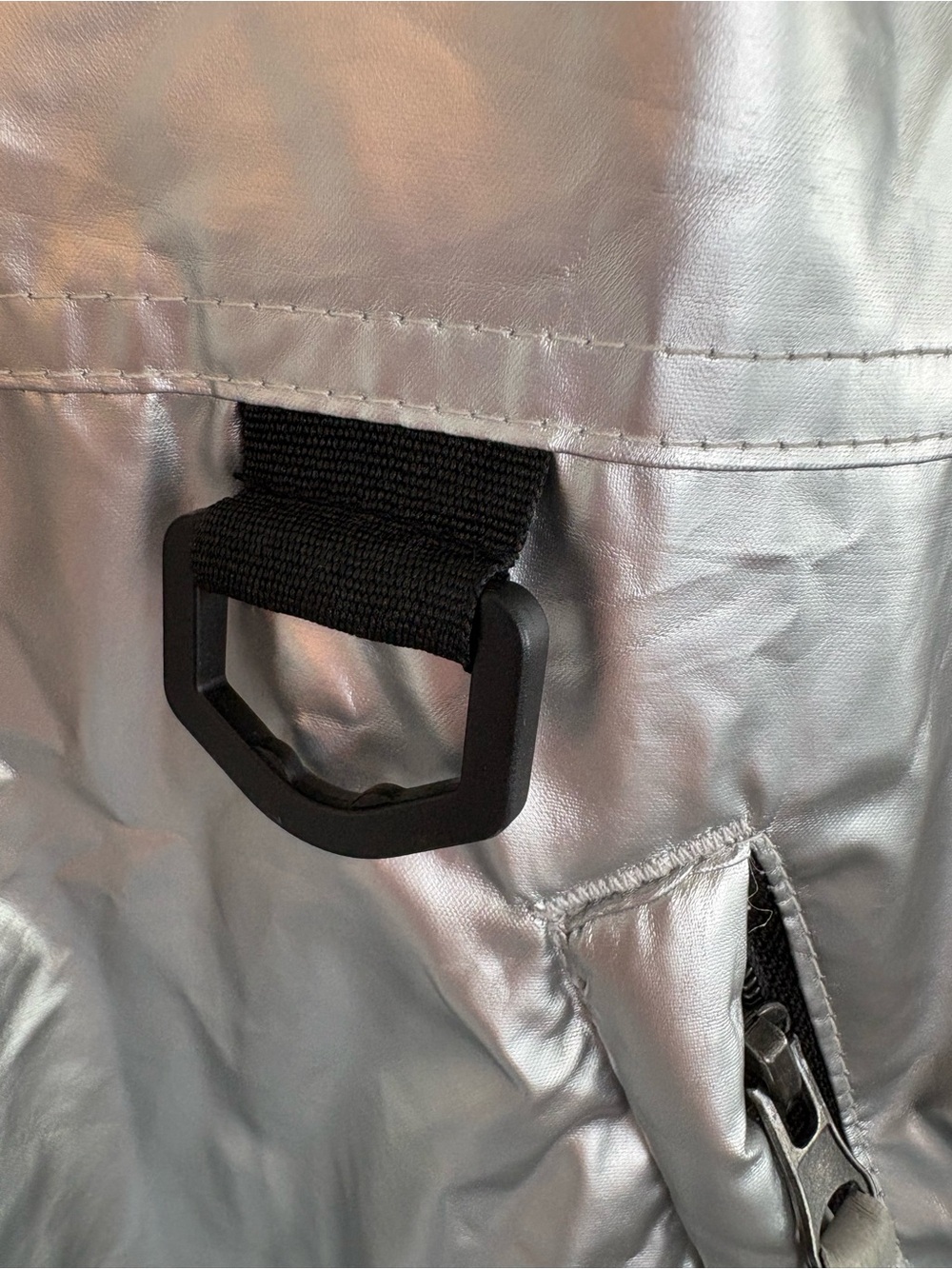 Silver Metallic Insulated Snow Bib Overalls for Women Size L Futuristic Y2K - Picture 9 of 15